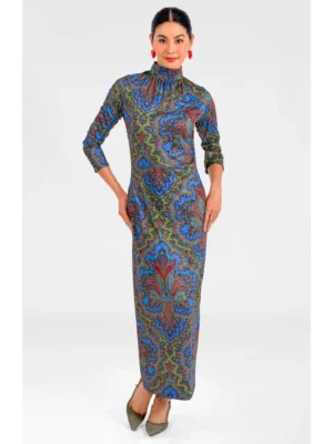Passion Paisley Mock Neck Column Dress