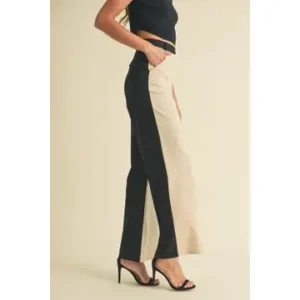 Linen Blend Color Block Trouser