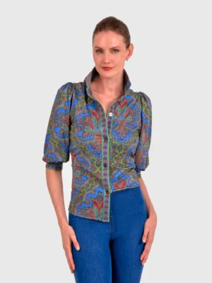 Passion Paisley Puff Sleeve Blouse