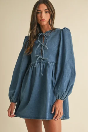 Bluebell Bow Denim Mini Dress