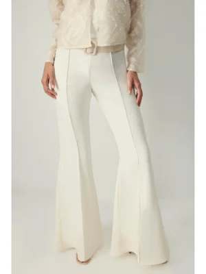 High-Waisted Flared Trousers with Seam Detail