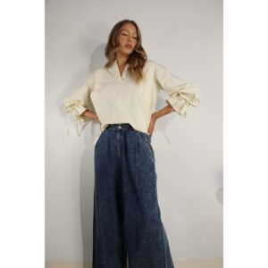 Pleated Poplin Blouse