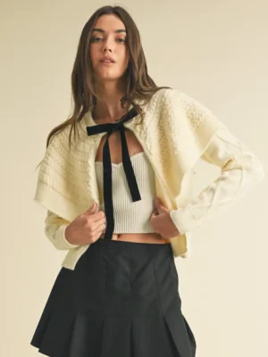 Cape Effect Cable Knit Cardigan