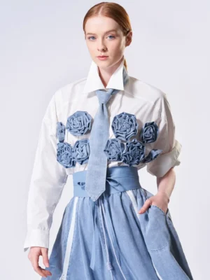 Blue Blooms Denim Button Down